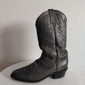 Dan Post Western Dark Gray Leather Cowboy Boots.